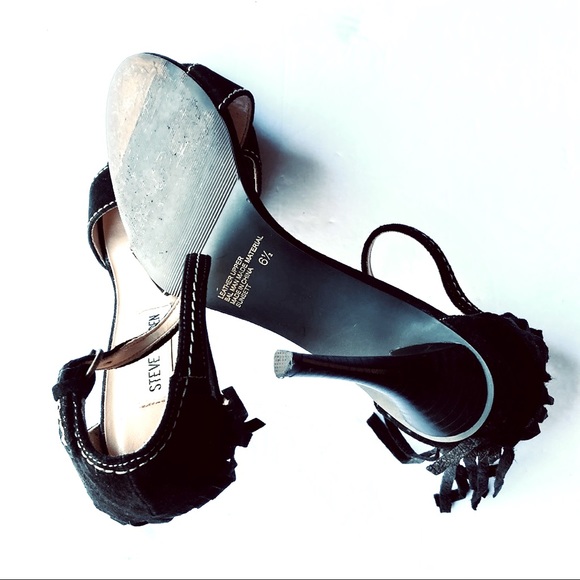 Steve Madden Black Suede Fringe Pumps Size 6 1/2 - Picture 7 of 11
